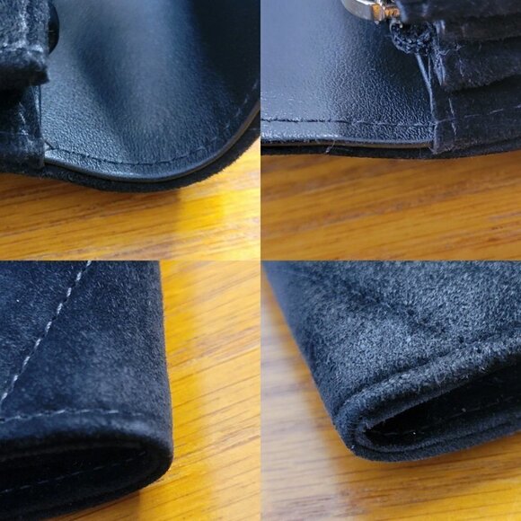 Authentic Chanel Paris-Hamburg CC Button Flap Wallet Chevron Suede Long - Picture 16 of 16